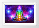 Cuadro enmarcado blanco Yoga, Chakra, postura yoga