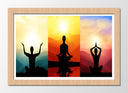 Cuadro enmarcado natural Yoga, tres posturas, saludo al sol
