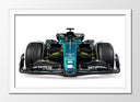 Cuadro enmarcado blanco Fórmula 1, aston martin AMR23, Fernando Alonso