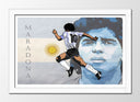 Cuadro enmarcado blanco Futbol, Maradona, Argentina
