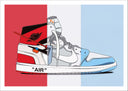 Lámina zapatilla air force one nike retro, azul, blanco, rojo