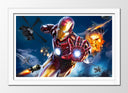 Cuadro enmarcado blanco marvel, iron man, superheroe