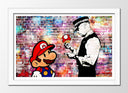 Cuadro enmarcado blanco Arte callejero, banksy, mario bross