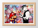 Cuadro enmarcado natural Arte callejero, banksy, mario bross