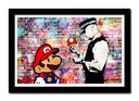 Cuadro enmarcado negro Arte callejero, banksy, mario bross