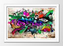 Cuadro enmarcado blanco Arte callejaro, grafity, colorido