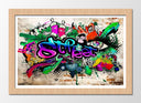 Cuadro enmarcado natural Arte callejaro, grafity, colorido