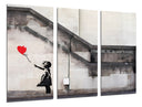 Tríptico Arte callejero, banksy, niña con globo rojo