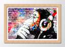 Cuadro enmarcado natural Arte callejero, grafiti mono en colores, banksy