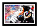 Cuadro enmarcado negro Arte callejero, grafiti mono en colores, banksy