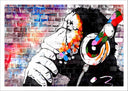 Lámina Arte callejero, grafiti mono en colores, banksy