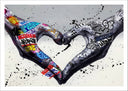 Lámina Arte callejero, manos con forma corazon, banksy