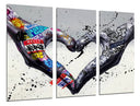 Tríptico Arte callejero, manos con forma corazon, banksy