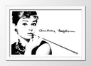 Cuadro enmarcado blanco audry hepburn, actriz, modelo, peliculas