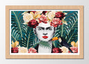 Cuadro enmarcado natural Frida kahlo, fondo tropical, artista, mujer