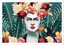 Lámina Frida kahlo, fondo tropical, artista, mujer