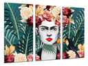 Tríptico Frida kahlo, fondo tropical, artista, mujer