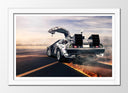 Cuadro enmarcado blanco regreso al futuro, cine, coche, tiempo