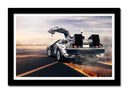 Cuadro enmarcado negro regreso al futuro, cine, coche, tiempo