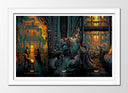 Cuadro enmarcado blanco ilustracion batman, estilo comic, the dark night
