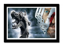 Cuadro enmarcado negro vikingos, guerra, medieval, ragnar