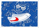 Lámina zapatilla nike clasic cortez, las tiburon, retro, vintage, azul