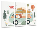 Tríptico ilustracion infantil furgoneta con animales