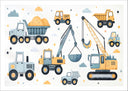 Lámina ilustraciones infantiles,gruas,escabadoas,caminoes