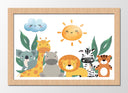 Cuadro enmarcado natural ilustracion infantil de animales de la selva