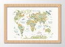 Cuadro enmarcado natural mapamundi infantil fondo verde