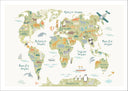 Lámina mapamundi infantil fondo verde