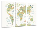 Tríptico mapamundi infantil fondo verde