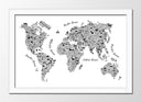 Cuadro enmarcado blanco mapamundi infantil en blanco y negro