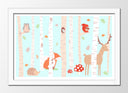 Cuadro enmarcado blanco ilustracion infantil, animales del bosque