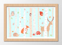 Cuadro enmarcado natural ilustracion infantil, animales del bosque