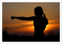 Lámina judo, mujer en atardecer