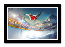 Cuadro enmarcado negro snowboard, acrobacia