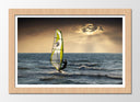 Cuadro enmarcado natural windsurf, atardecer