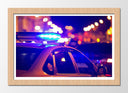 Cuadro enmarcado natural Oficio, Policia, coche de policia luces en la noche