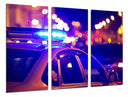 Tríptico Oficio, Policia, coche de policia luces en la noche
