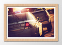 Cuadro enmarcado natural Oficio, Policia, coche de policia en atardecer