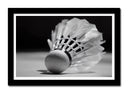 Cuadro enmarcado negro badminton, volante en blanco y negro