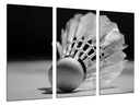 Tríptico badminton, volante en blanco y negro