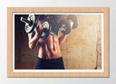Cuadro enmarcado natural fitness, levantamiento de mancuernas mujer, crossfit