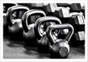 Lámina kettebels en blanco y negro, crossfit