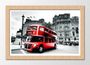 Cuadro enmarcado natural ciudad londres, atobus rojo, blanco y negro
