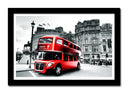 Cuadro enmarcado negro ciudad londres, atobus rojo, blanco y negro