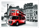 Lámina ciudad londres, atobus rojo, blanco y negro