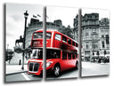 Tríptico ciudad londres, atobus rojo, blanco y negro