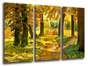 Tríptico paisaje bosque atardecer,naturaleza